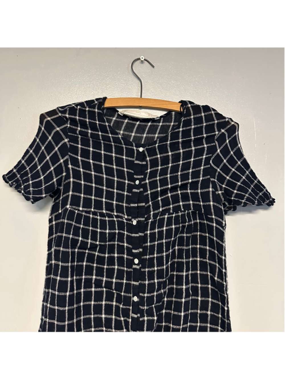 ZARA Trafaluc Black & White Plaid Shorts Romper Size Small Pockets Summer - Picture 4 of 6